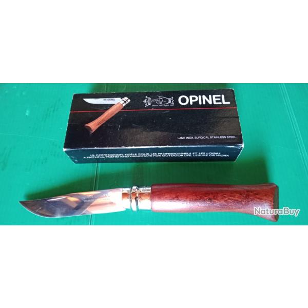 ANCIEN OPINEL NO 8 LUXE MANCHE PADOUK  :  Lame inox Surgical ( en notification sur la boite )  .