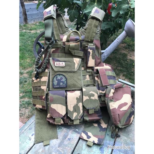 Gilet tactique, Airsoft, camoufl�, 3 tons.