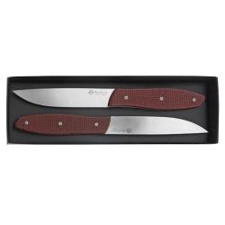 Coffret 2 couteaux &agrave; steak Maserin Micarta rouge