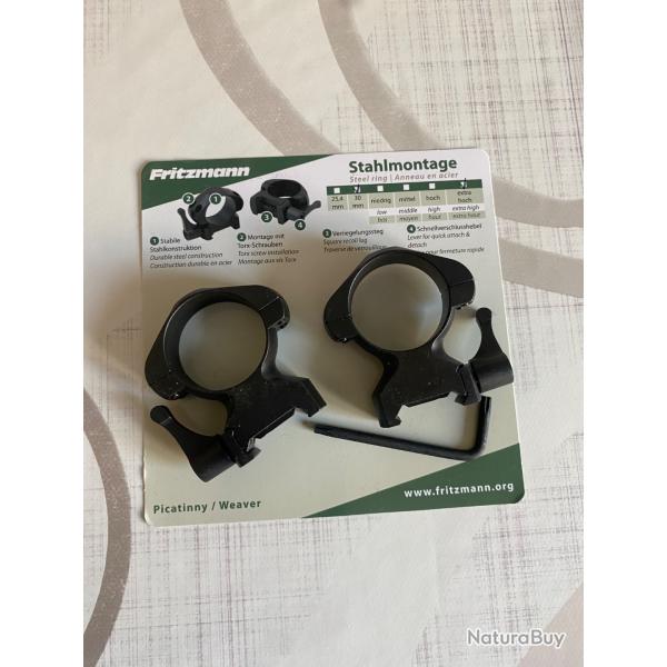 Montage rapide 2 pi�ces pour rail picatiny / weaver 21 mlm, diametre 30 , 15 mm de haut