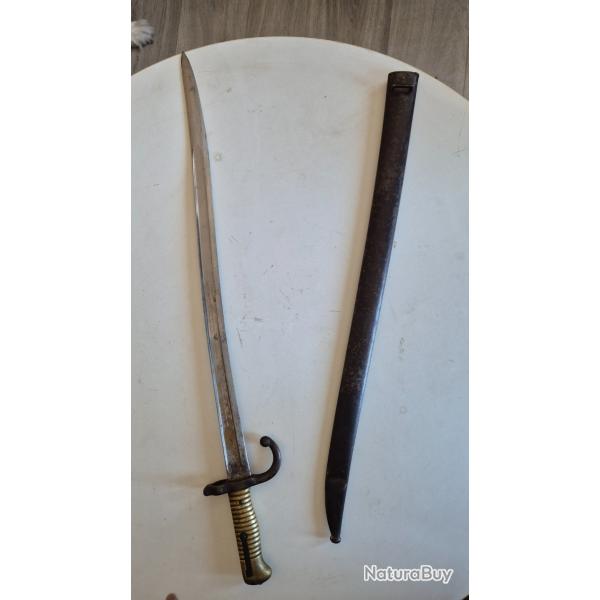 Ba�onnette Chassepot Mle 1866 - Ch�tellerault Avril 1867 - Monomatricule P 37950 + fourreau