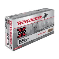 LOT DE 4 BO&Icirc;TES DE MUNITIONS WINCHESTER SUPER-X POWER-POINT .300 WSM 180 GR - 80 CARTOUCHES