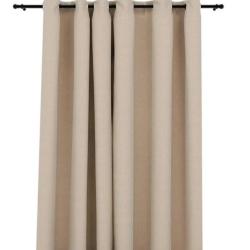 Rideau occultant polyester beige 290x245 cm aspect lin avec oeillets