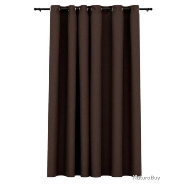 Rideau occultant polyester Taupe 290x245 cm aspect lin avec oeillets