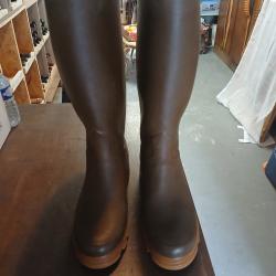Bottes LE CHAMEAUcaoutchouc doubl&eacute; cuir, mod&egrave;le St Hubert pointure 44 tour de mollet sur mesure 51cm