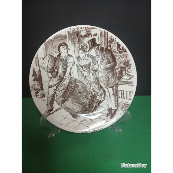 Ancienne assiette  humoristique en fa�ence de la manufacture de Sarreguemines