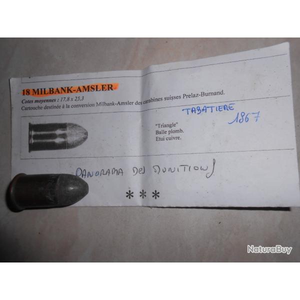 1 munition 18 MILBANK AMSLER  TABATIERE 1867