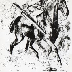 Carte postale illustr&eacute;e avec motif de cavalier historique -N&deg;8707