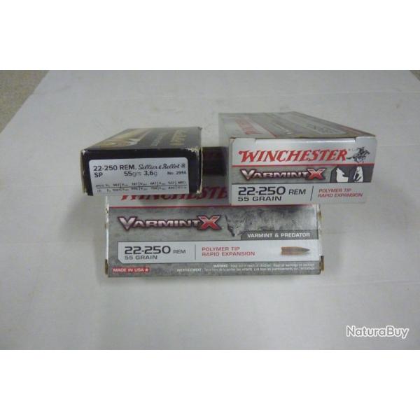 1 lot de 72 balles Cal. 22.250 Remington  livraison offerte