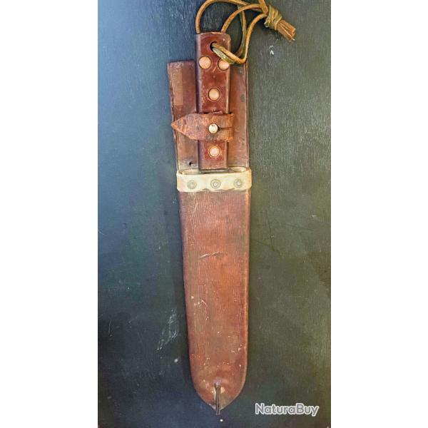 ANCIENNE MACHETTE ARMEE ANGLAISE DE 1943 ET SON ROBUSTE FOURREAU EN CUIR