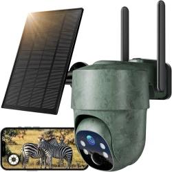 Cam&eacute;ra de chasse 4G solaire WOLFANG WT06 - PTZ 355&deg; - 2,5K - SIM + carte SD 32 Go incluses - vision