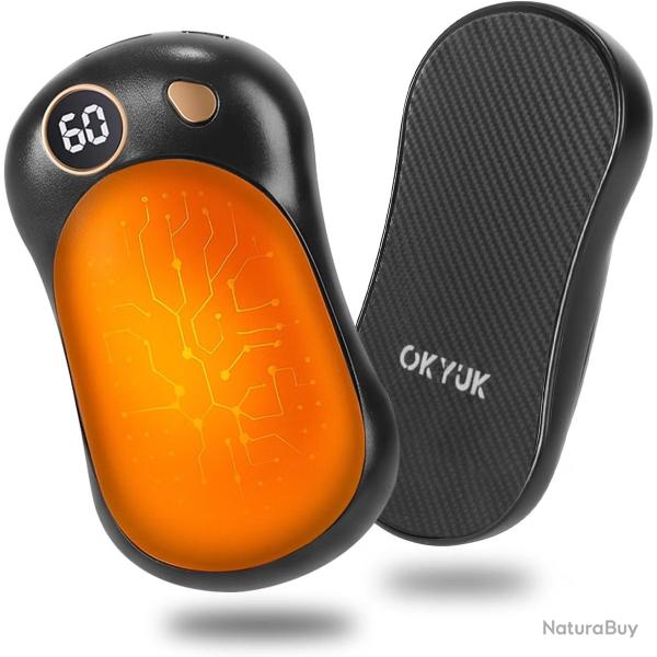 Lot de 2 chauffe-mains rechargeables 5000 mAh - 3 niveaux 40/50/60 �C - aimant�s - chasse p�che camp