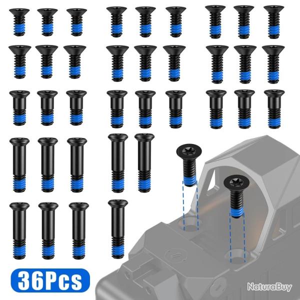 Kit de 36 vis pour point rouge - M4 et 6-32 - Torx T10 - 12 dimensions