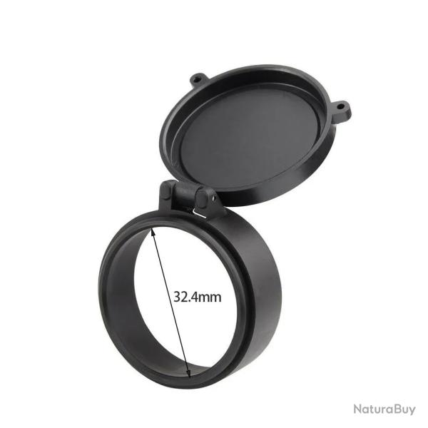 Cache-objectif rabattable � ressort pour lunette de tir - Protection lentille - 32,4 mm