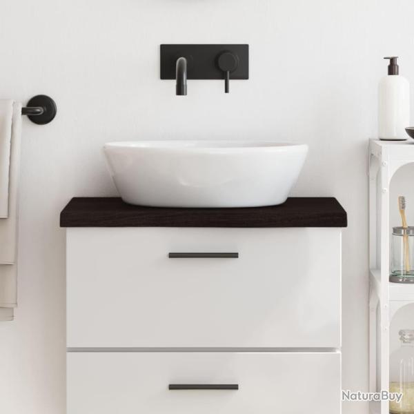 Comptoir de salle de bain marron fonc� bois massif trait�