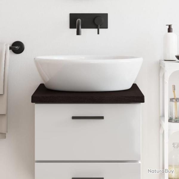 Comptoir de salle de bain marron fonc� bois massif trait�