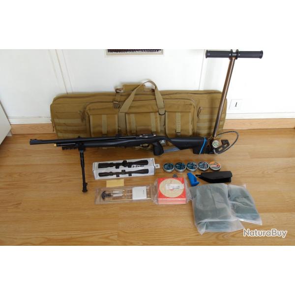 Kit carabine � plomb Stoeger XM1 PCP 5,5 mm 19,9 J avec lunette, bipied, housse et pompe HP