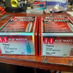 Ogive hornady 7mm 162 gr eld match 90 0give