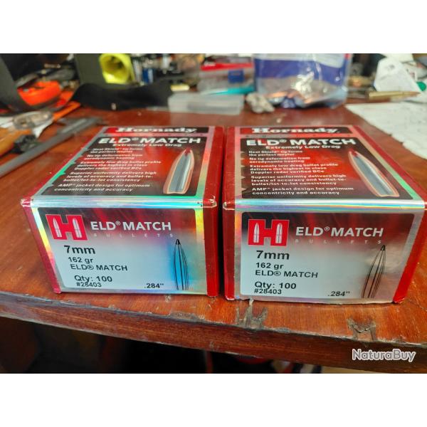 Ogive hornady 7mm 162 gr eld match 90 0give