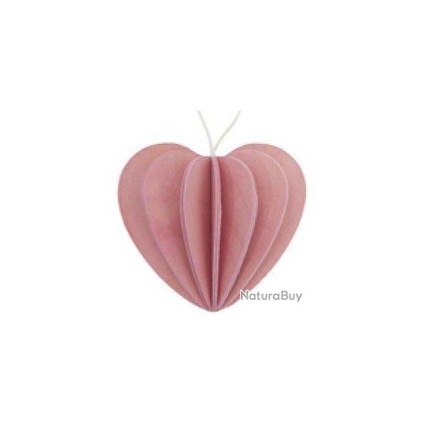 Coeur en bois de bouleau rose rouge vert d�coration LOVI rose pale
