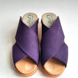 Sandale sabot femme mule nordique bois et cuir v&eacute;g&eacute;tal crois&eacute; - tamara violet 38