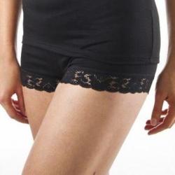 Offre sp&eacute;ciale Boxer shorty femme laine m&eacute;rinos et soie noir ou &eacute;cru noir 2XL