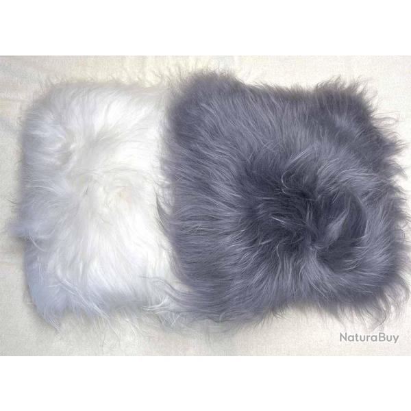 Coussin v�ritable peau de mouton islandais blanc