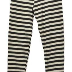 Leggings pantalon de pyjama enfant laine et soie ray&eacute; ray&eacute; marron&beige 130-140 cm