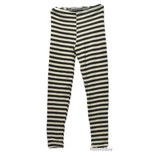 Leggings pantalon de pyjama enfant laine et soie ray� ray� marron&beige 130-140 cm