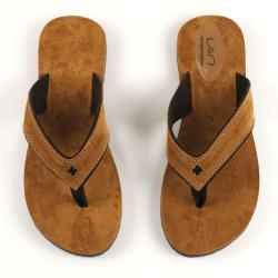 Tong femme en cuir velours kaki ou cognac 36-37 cognac