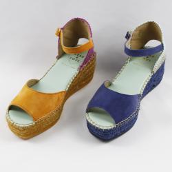 Sandales Espadrilles femme compens&eacute;es bleu ou rose bleu 41