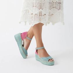 Sandales Espadrilles femme compens&eacute;es bleu ou rose 36 Bleu ciel