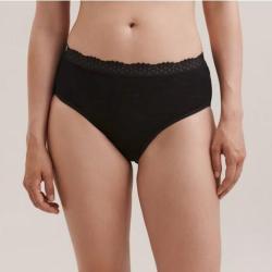 Culotte femme en laine m&eacute;rinos et soie noir ou bordeaux avec dentelle &eacute;lastique noir 42