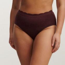 Culotte femme en laine m&eacute;rinos et soie noir ou bordeaux avec dentelle &eacute;lastique 36 Bordeaux fonc&eacute;