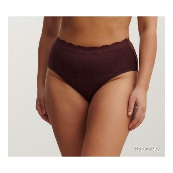 Culotte femme en laine m�rinos et soie noir ou bordeaux avec dentelle �lastique 40 Bordeaux fonc�