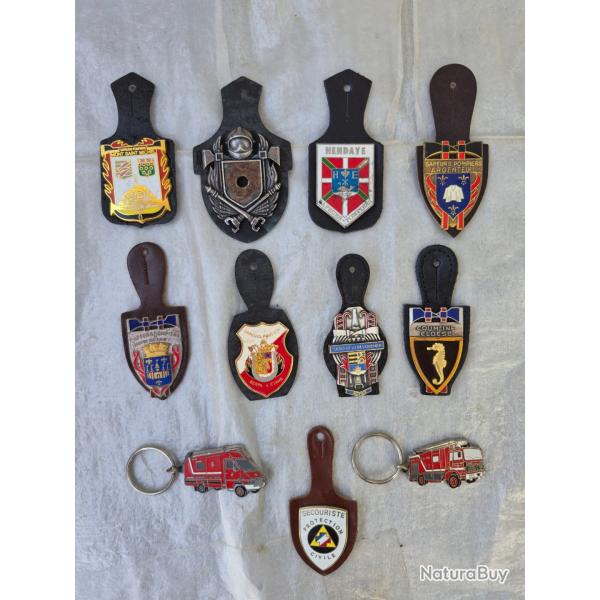 Insignes avec cuir & porte-cl�s Sapeurs Pompiers