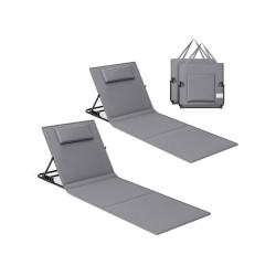 Chaise longue transat de plage bain de soleil dossier inclinable portable avec bandouli&egrave;res pour ca