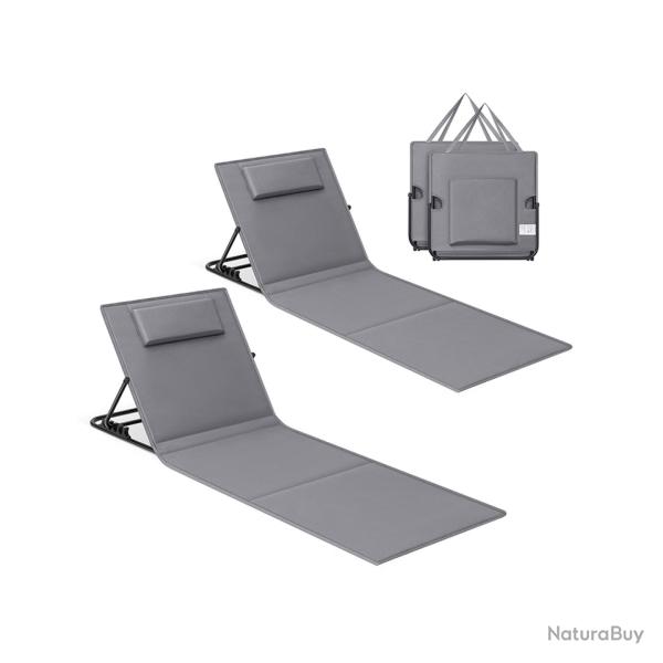 Chaise longue transat de plage bain de soleil dossier inclinable portable avec bandouli�res pour ca