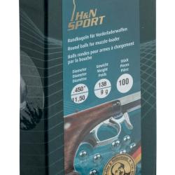 Balles rondes plombs H&N Cal.44 diam.11.18mm