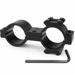 Support double pour lampe torche 25,4 mm - aluminium mat - montage lat&eacute;ral