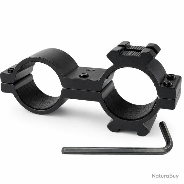 Support double pour lampe torche 25,4 mm - aluminium mat - montage lat�ral