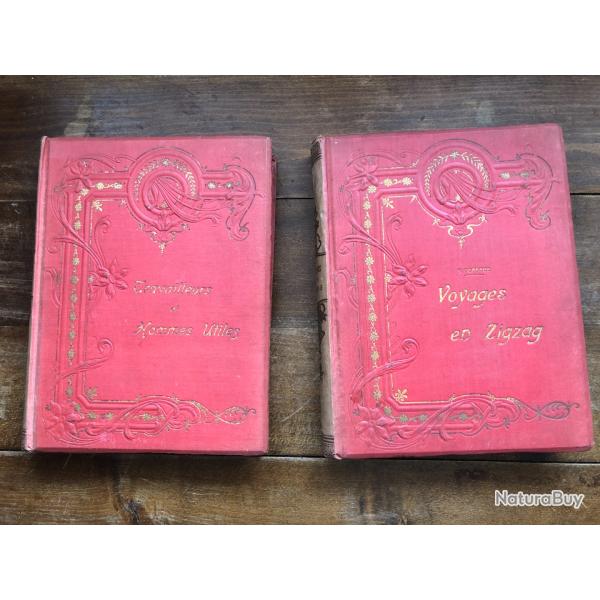 Lot 2 ouvrages grand-in folio - travailleurs et hommes utiles, Voyages en Zigzag