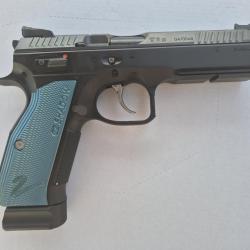 CZ Shadow 2 Bleu + arr&ecirc;toir de culasse repose pouce Eeman