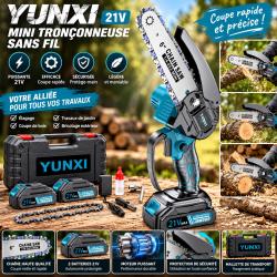 Mini tron&ccedil;onneuse sans fil YUNXI 21V - Guide 6 pouces avec 2 batteries et mallette