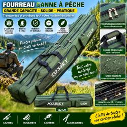 Fourreau pour cannes &agrave; p&ecirc;che 122 cm - 3 compartiments grande capacit&eacute;