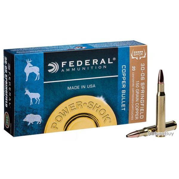 CARTOUCHE FEDERAL 30-06SPRG 150GR COPPER POWER SHOK SANS PLOMB