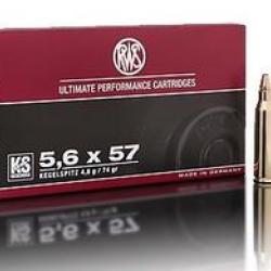 CARTOUCHES RWS 5.6X57 KS 4.8 G 74 GR