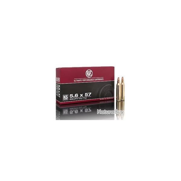 CARTOUCHES RWS 5.6X57 KS 4.8 G 74 GR