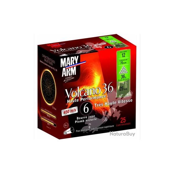 CARTOUCHES MARY ARM VOLCANO 36 BJ CAL 12 PLOMB 6 BOITE DE 25