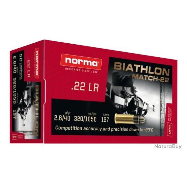 CARTOUCHES NORMA .22 LR BIATH MATCH-22 50P